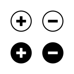 Fototapeta premium Plus and Minus icon set. Add and Remove icon.