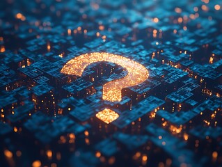 Glowing question mark, data, digital, future
