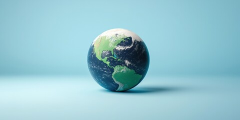 Fototapeta premium Science meteorology analysis concept. A globe representing Earth on a light blue background.