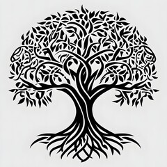 Obraz premium Celtic Tree of Life Vector Artwork, Black and White Design, Solid Background