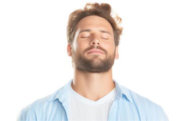 Man with Light Streaks Across Face Isolated on Transparent Background