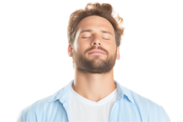 Man with Light Streaks Across Face Isolated on Transparent Background