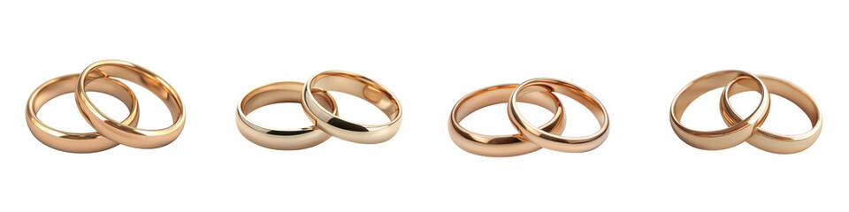 Golden Rings Symbolizing Love and Marriage Commitment  Two shiny golden wedding or engagement rings showing the eternal bond and between a couple
