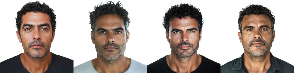 Fototapeta premium The confident and authoritative middle aged Latino male professional in a formal suit and tie looking directly at the with a stern intense and determined expression conveying a sense of power