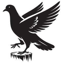 Black Pigeon on Stump Illustration Detailed Vector Symbol Design Download