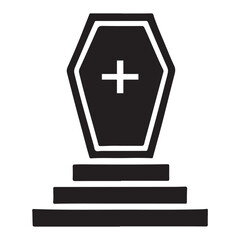 Obraz premium Christian Coffin Tombstone Vector Illustration a Symbol of Mortality and Remembrance