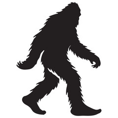 Sasquatch or Bigfoot walking silhouette vector art illustration