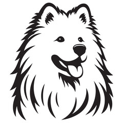 Cheerful Samoyed Dog Head Vector Art for Pet Lovers