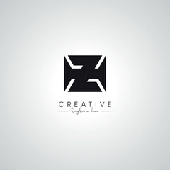 HZ ZH Letter Modern Artistic Abstract Logo Design. Initial Based Monogram Template.