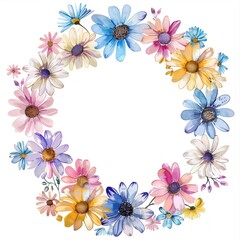 Fototapeta premium Colorful floral wreath illustration