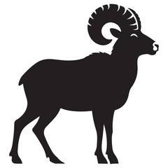 Standing Ram Silhouette Vector Illustration For Creative Designs