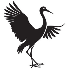 Dynamic Crane Taking Off Silhouette Image for Art Projects