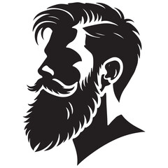 Creative Bearded Man Head Silhouette Vector Art Illustration Design