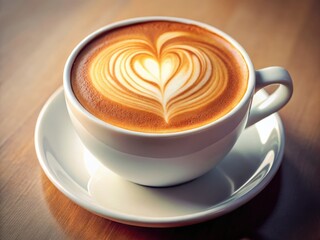 2025: A luscious mocha mousse cappuccino latte, its heart art perfectly framed in coffee photography.