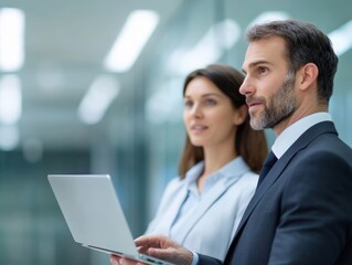 Obraz premium Business people working together on laptop in office