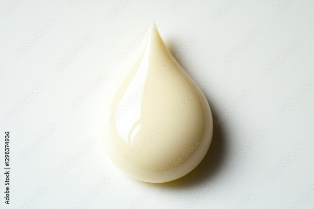 Poster creamy white drop of liquid resembling natural oils resting on a smooth surface in a well-lit settin