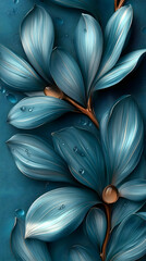 Teal Floral 3D Illustration