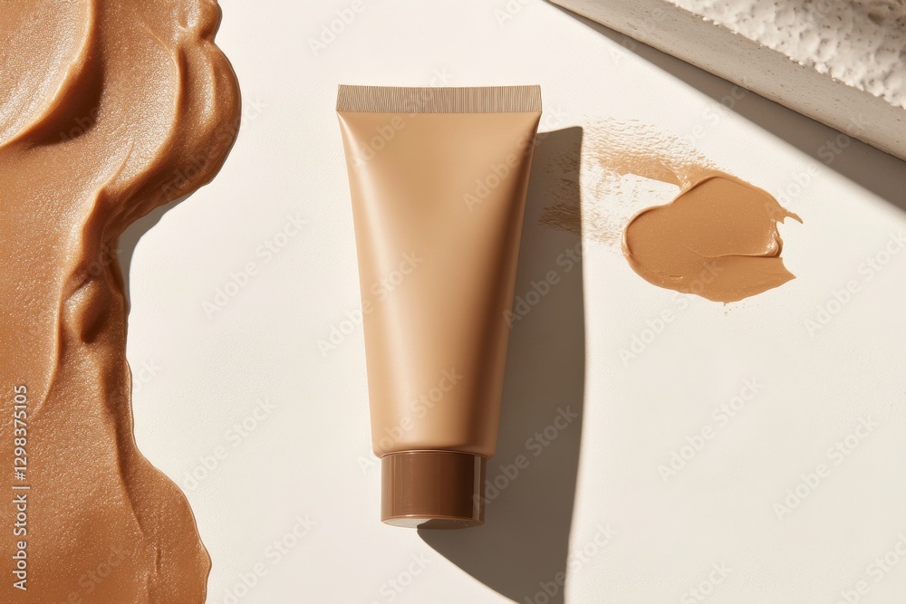 Aufkleber beauty product displayed on a clean surface with a swatch beside it showcasing its smooth texture an