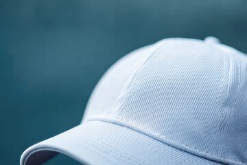 Light blue cap resting against a textured background on a sunny day