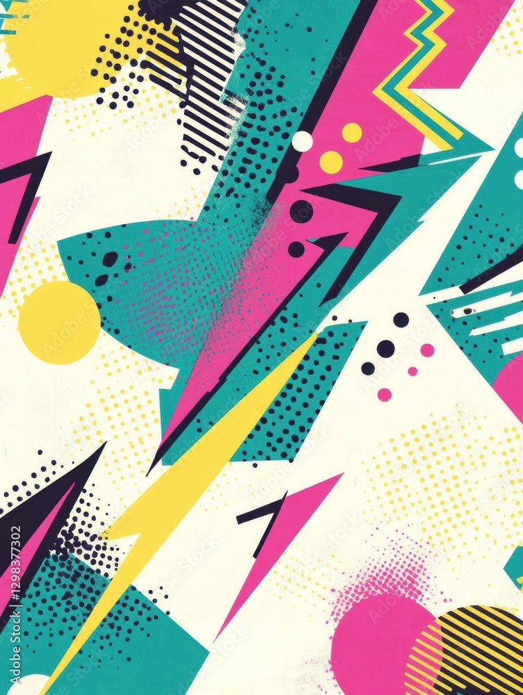 Aufkleber Vibrant abstract shapes and colors create a dynamic visual experience in modern art design. Generative AI