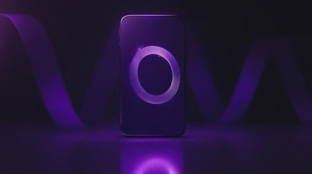 A purple vector logo on phone screen -stock image. --background design for mobile advertising