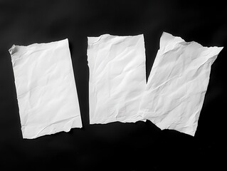Obraz premium Crumpled White Sheets of Paper Against Black Background Surface