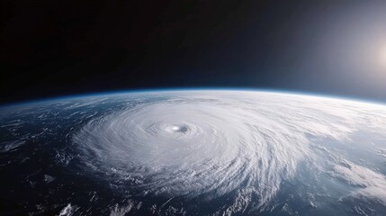 Science meteorology data concept. Aerial view of a massive hurricane over the Earth's surface.