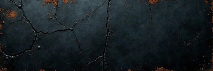 Obraz premium Black metal sheet, heavy grunge, deep scratches, aged surface, steel, retro