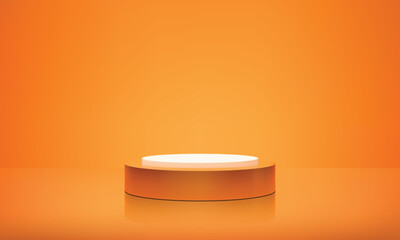 Minimal Orange Background with Sleek Podium for Product Display, Vibrant and Elegant Design, Perfect for Branding, Advertising, and Modern Luxury