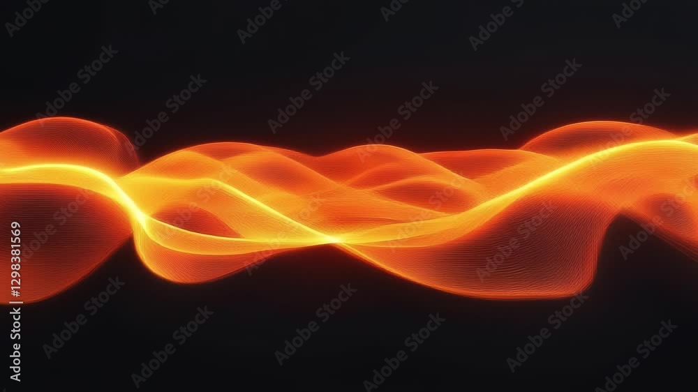 Poster abstract orange and red waves on dark background