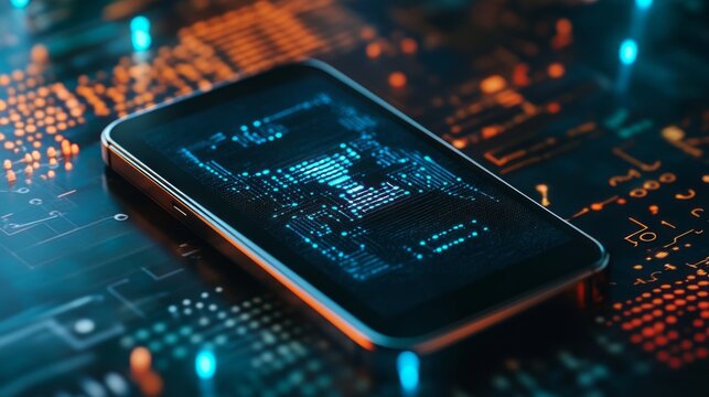 Network with data on phone screen 
