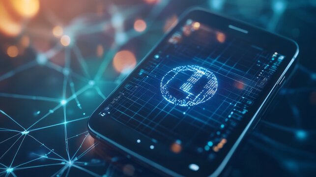 Network with data on phone screen 