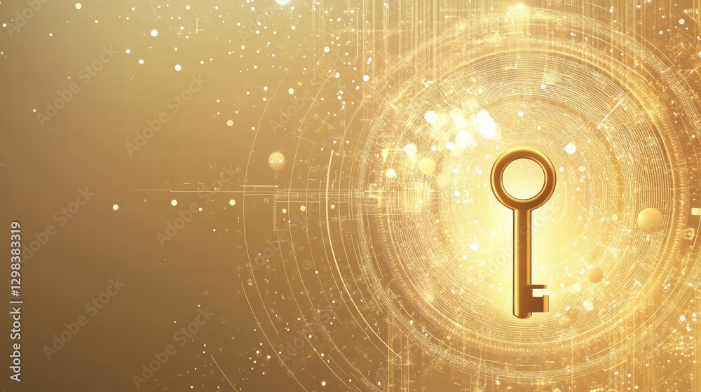Leinwandbilder golden key surrounded by digital light effects symbolizes access and opportunity in a modern and abs