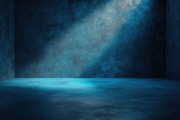 Blue Abstract Background with Light Beam in Empty Room Setting