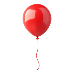red balloon with red ribbons on transparent background png,cutout.dreamy concept,floating upward