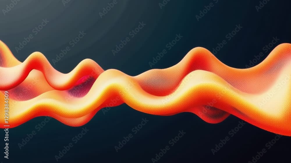 Poster abstract orange and red waves on dark background