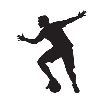 black silhouette soccer player dribbling ball clip art preview