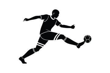 Silhouette of a soccer player in mid-kick action vector art illustration.eps
