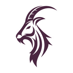 Stylized Goat Head vector Logo Design.
