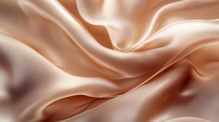 Fototapeta premium Soft and Elegant Light Beige Satin Fabric with Fluid Drapery Details