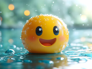 Joyful 3D Emoji in Water