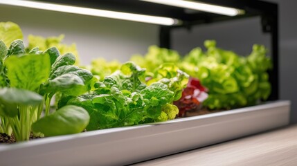 Innovative smart farming technology in automated greenhouse indoor hydroponics sustainable agriculture close-up view future food production
