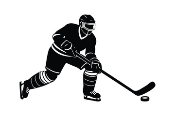 Fototapeta premium Silhouette of a hockey player in action vector art illustration3.eps