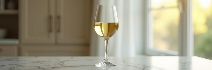 Elegant, empty chardonnay glass, pristine white , single, alcohol