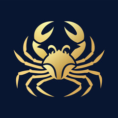  crab logo Gold Cancer Zodiac Sign on a Dark Background