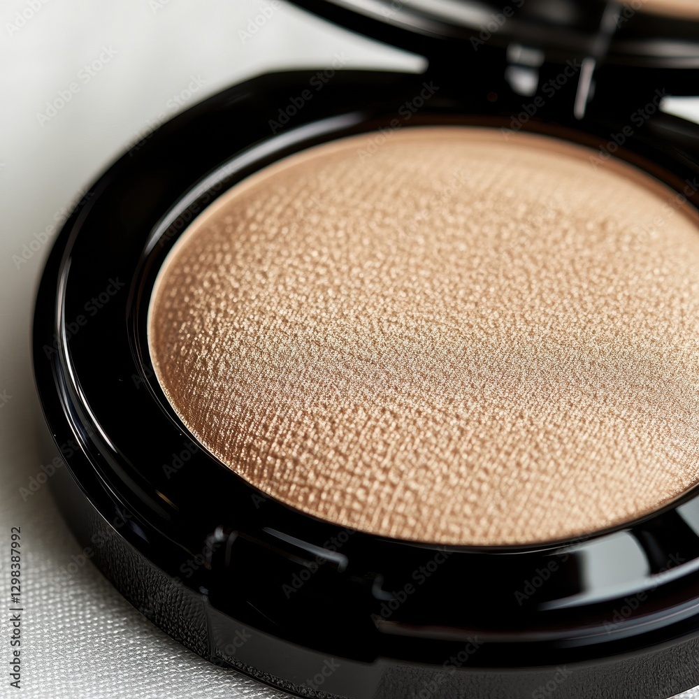 Aufkleber Smooth shimmering highlighter in compact with elegant black case placed on a soft background