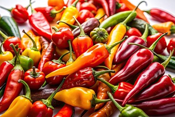 Isolated macro shot of hot chili pepper silhouettes; a spicy food photography background.