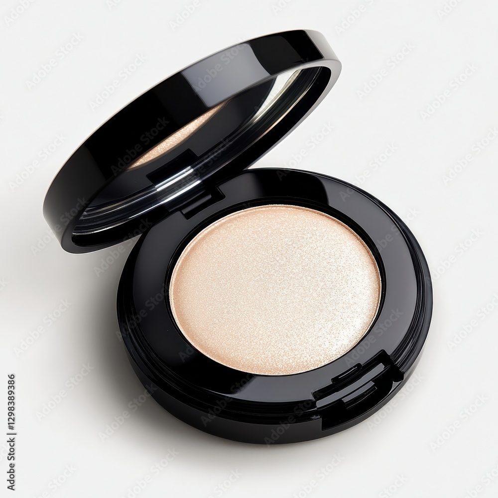 Poster highlighter compact with shimmering finish perfect for enhancing facial features and creating a radi