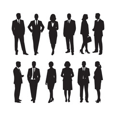 Set of businesspeople silhouettes. Businessmen and businesswomen on white background