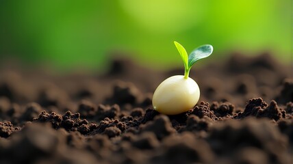 Sprout on Fertile Soil, Symbol of New Beginning